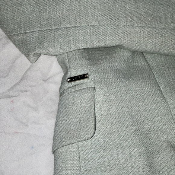 DKNY Women's Collarless Pinstripe One Button Blazer Light Green Size 0🍀 - Picture 6 of 7